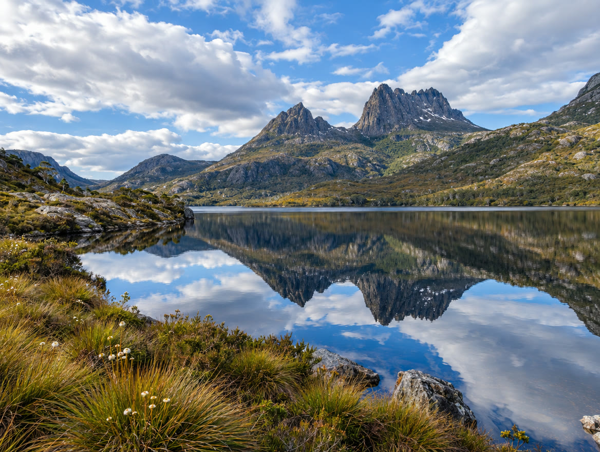 Cradle Mountain reflected in Dove Lake